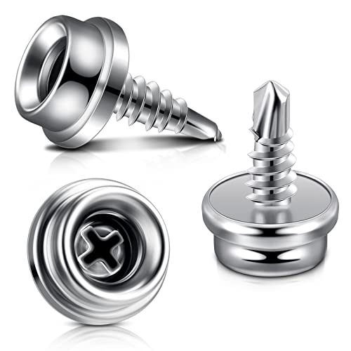 Boat Canvas Snaps Stainless Steel Screw Boat Cover Metal Snaps 3/8 Inch Socket Screw Stud Canvas Tool for Covers(24 Pcs)