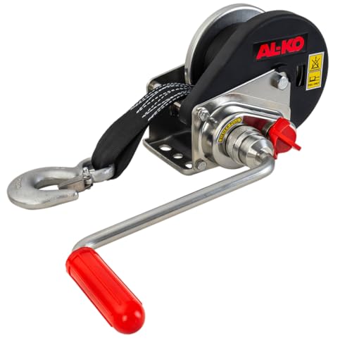 AL-KO - Arricello a fune frenato Basic, tipo 450 A con srotolamento automatico, con nastro da 6 m per traino fino a 450 kg