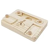 QUETHEDS Hamsters Foraging Feeder Wooden Puzzle Game Feeding Board for Rabbit Guinea Pigs Chinchillas Treats Dispenser Pet Supply Natural Wood Pet Toy Chinchilla Entertainment Toy