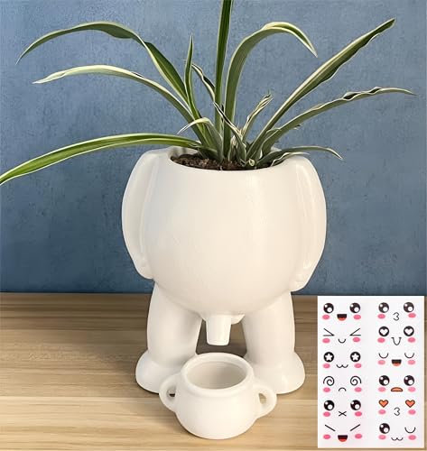 Creative Ceramic Human Shape Planter Funny Penis Planter with Drainage Stylish Peeing Pot For Indoor/Outdoor Positive Penis Gifts Piss Succulent Plant Pot Gift for Father Friends Family (White)