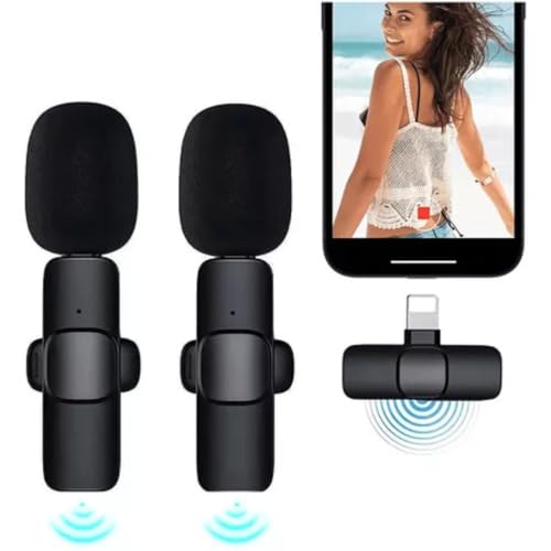 Kit 2 Microfones de Lapela Sem Fio Wireless Profissional K9 - Compatível com iPhone e iPad, Alcance