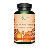 BETA CAROTIN Plus Vegavero ® | Mit Vitamin E & Astaxanthin (AstaZine®) | Lucarotin® B 30 SUN Betacarotin | Antioxidantien | VEGAN & Ohne Zusätze | 120 GreenCaps®
