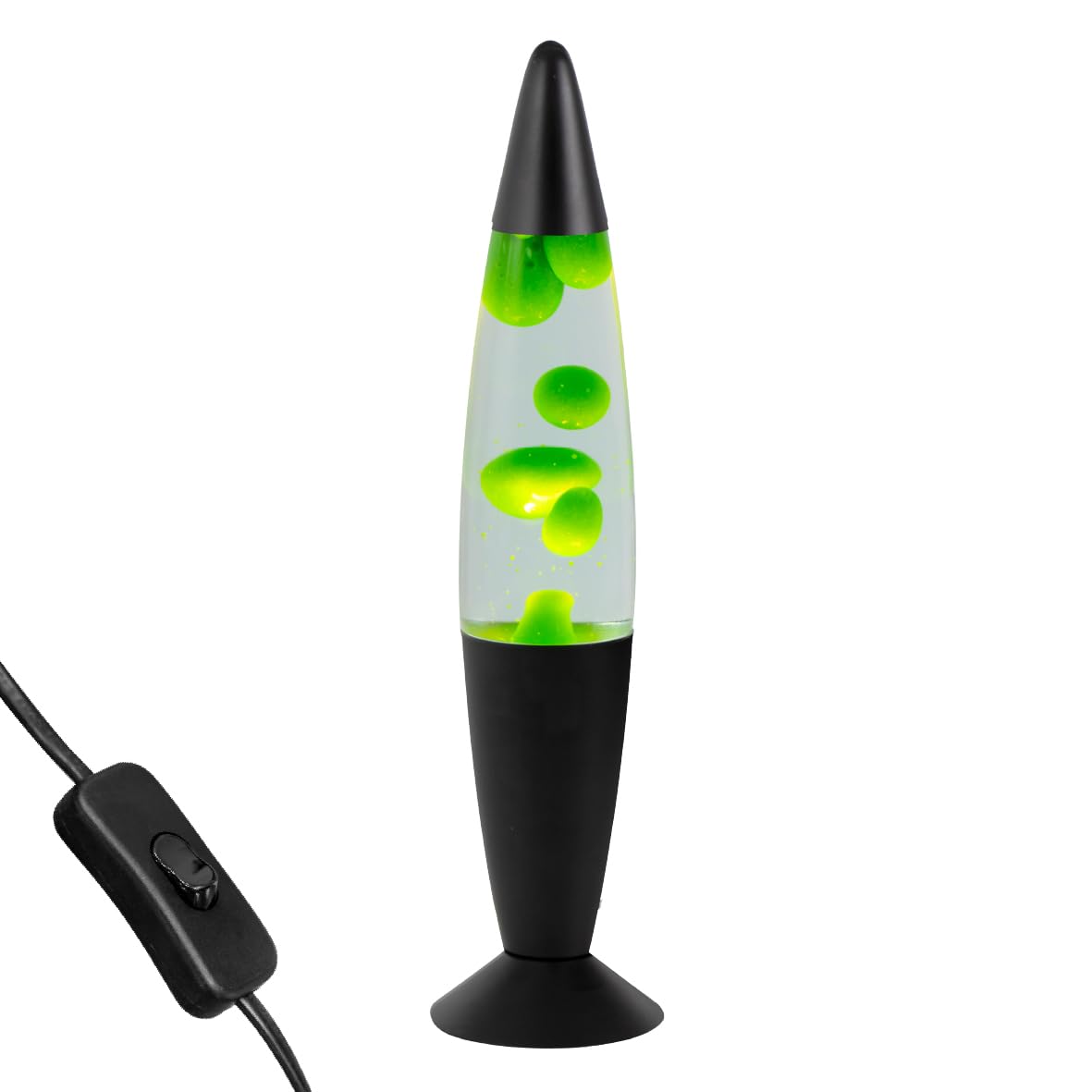 Global Gizmos 48819 Black and Green Lava Lamp/Black Base Colour/Retro Nostalgia/Relaxing Mood Light / 16 Inch Height
