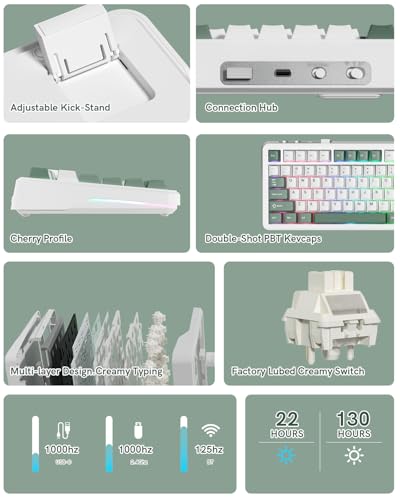 Image of L75 75% Mechanical Keyboard, Wireless Gaming Keyboard with Multifunction Knob, Creamy Gasket Structure, Hot Swap, RGB Backlight, PBT Keycap, Custom Driver, Compact Layout for Win /Mac /PC