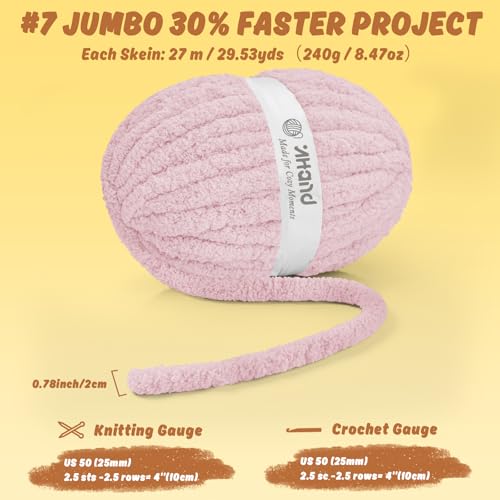 Image of Inhand Baby Pink Chunky Chenille Yarn for Hand Knitting,Thick Bulky Mom Blanket Yarn for Crocheting,Soft Fluffy Yarn for Mother's Day Gifts and Crafts for Women /Grandma,4 Pack (29.5Yds /8.4oz Each)