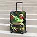 QSMBNET Travel Luggage Cover Cute Frog Spandex Suitcase Protector Washable Baggage Covers Fashion Elastic Scratch-Resistant Luggage Cover Protector Fits 18-32 Inch Luggage