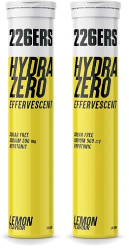 226ERS Hydrazero Effervescent, Tabletas Efervescentes para Reposición de Electrolitos, Apto para Veganos, Sin gluten, Sin calorías, Limón - 20 tabletas (Paquete de 2)