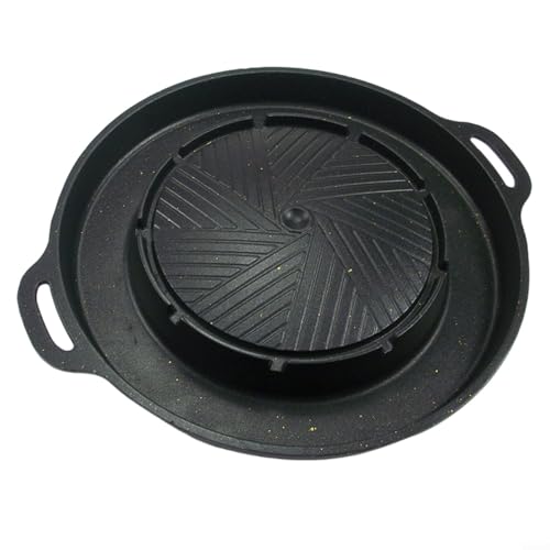 Cocina de gas portátil accesorio para parrilla de barbacoa, placa redonda recubierta de aluminio, 34 cm, área de parrilla grande, diseño multifuncional, revestimiento de fácil liberación, color negro