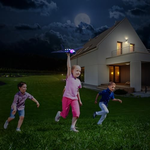 Wesfuner 3 Pack Foam Airplane Launcher Toys, 2 Flight Mode Glider Plane,Kids Flying Toy,3 4 5 6 7 8 9 10 11 12 Year Old Boys Girls Gifts,Outdoor Sport Party Favor - 4