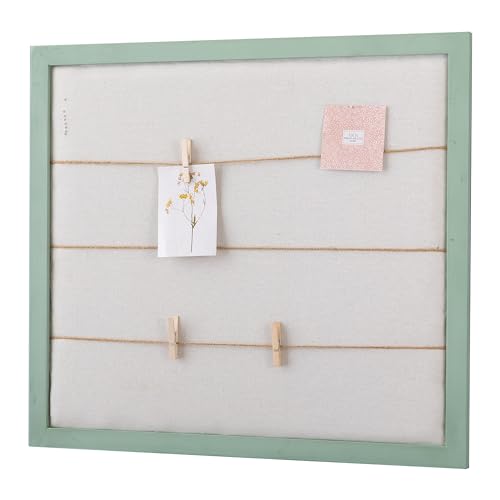 SOFE Fabric Bulletin Board Large, 28 X 32 Inches Green Wood Framed Pin Board, Hanging Photo Display with Clips, Vision Board for Wall, Notice Memo Board for Living Room, Bedroom, Office