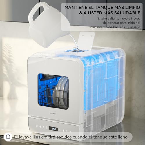 Miniatura 6 de Hermitlux Mini Lavavajillas Compacto 6 1 Programas De Lavado, 5 Cubiertos Y Depósito De Agua De 5l