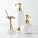 iDesign InterDesign Ceramic Soap Dispenser, Kitchen or Bathroom Vanities York Tall Pump 2, Soft Brass and White