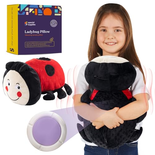 Special Supplies Ladybug Sensory Vibrating Pillow, Pressure Activated for Kids and Adults, Plush Minky Soft with Textured Therapy Stimulation Bumps