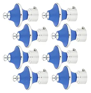 QUROLY Round Design Curtain Brackets Set for Door and Window Fitting - Pack of 8 Piece (Blue)