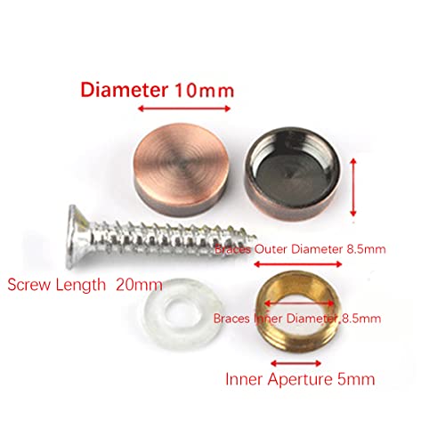 MACHSWON Mirror Screws 10mm Pure Copper Flat Mirror Screw Cap Cover Mirror Nails for Decorative Mirror Sign/Advertising Hardware - Image 2