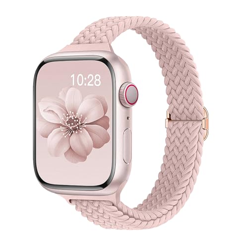Image of Slim Braided Bands for Apple Watch Band 40mm 41mm 42mm 38mm 46mm 44mm 45mm 49mm Women,Stretchy Solo Loop Nylon Elastic Thin Narrow Skinny Strap for iWatch Ultra 3 SE 3 Series 11 10 9 8 7 6 5 4 3 2 1