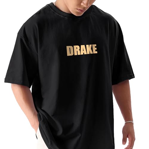 Image of Drake Oversized Black Tshirt for Men and Women Rapper Drake Drop Shoulder Unisex Baggy Loose Fit T-Shirts