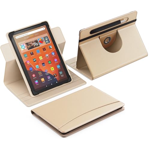 Coque Tablette Android 10,1 Pouces MoKo Rotative 360 avec Porte-Stylo et Poche Avant Champagne