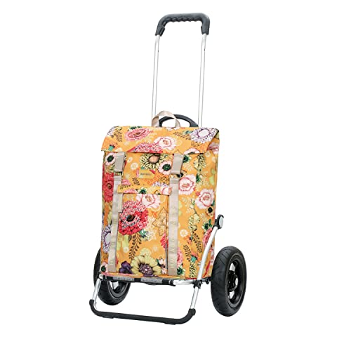 ANDERSEN Einkaufstrolley - Royal Shopper Basil Bloom gelb 50 L Freizeit, Handwagen, recycelt, wasserdicht, Aluminium, klappbar, luftbereiftes Kugellagerrad