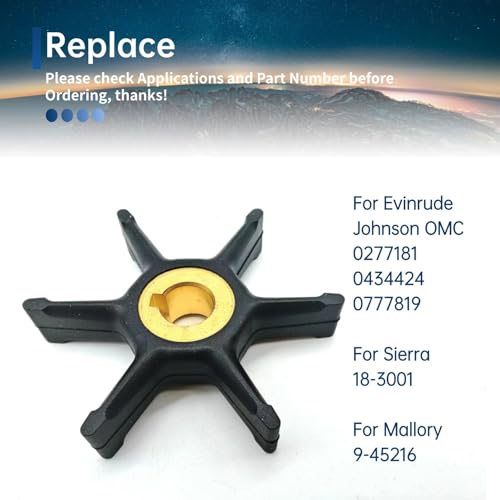 Image of 277181 Water Pump Impeller Replacement for Johnson Evinrude 2 Stroke 3HP 4HP 5.5HP 6HP 7.5HP Outboard Motors - Compatible with 434424 Sierra 18-3001