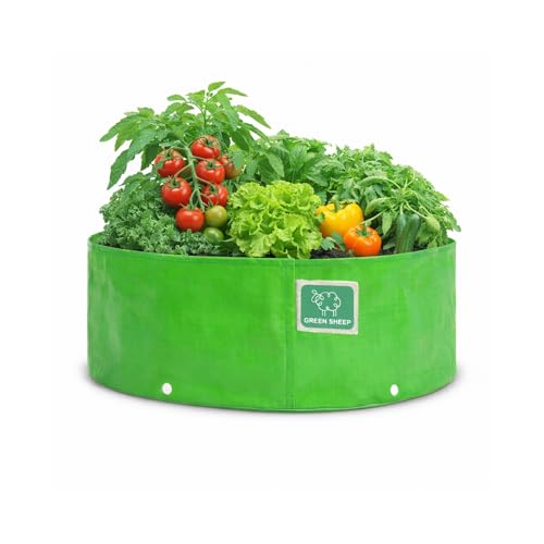 Image of GREENSHEEP HDPE Grow Bag Heavy Duty 260 GSM Round Plants Flower Growing Bags Floor Standing Mount Type for Home Garden Balcony Terrace Kitchen Nursery (Green, 12x6 inch, Pack of 1)