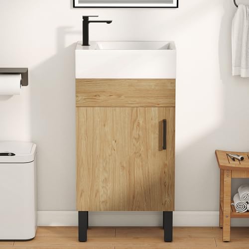 YITAHOME 16 Inch Bathroom Vanity with Sink, Bathroom Cabinet Vanity for Small Space, Freestanding...