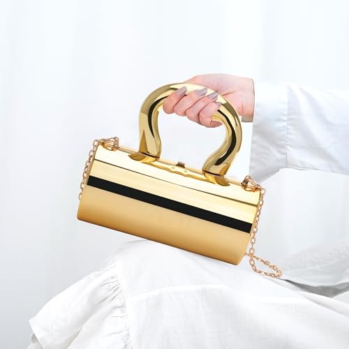 Image of Acrylic Clutch Bag, Acrylic Purse for Women with Removable Strap and Lift-Up Lock, Gold Clutch Purses for Women