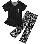 Zando Pajamas for Women 2 Piece Lounge Sets Cartoon Pajama Set Sleep Matching Sets with Pants Cap...