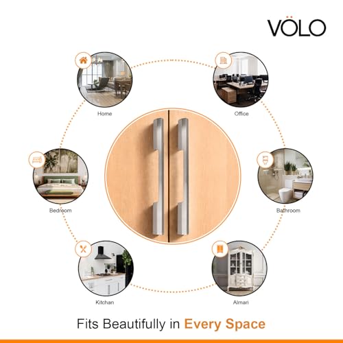 Image of VOLO Wardrobe and Cabinet Pull Handle - Versatile Handles for Wardrobes, Drawers, Sliding Closets, and Doors in Kitchens, Offices, and Bedrooms (SAC-35) (Satin, 288MM (12 Inch)) Pack of 1 piece