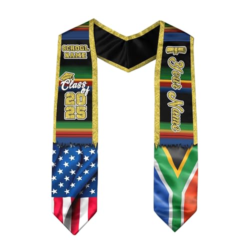 South Africa Graduation Sash, Custom South Africa American Flag Graduation Sash 2025, South Africa Graduation Stole 3