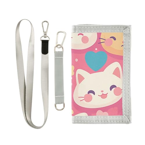 Boys Trifold Outdoor Sports Wallet for Kids Wallets Credit ID Card Slim Small Coin Purses Cut Cats Faces