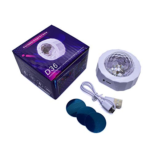 P Auke'réi Car Interior Dj Ball Light With Sound Activated Function, Disco Light, Party Lights Dj Disco Lights, Portable Stage Dj Lamp, Party Lights, Rechargeable, Led Party Strobe (Black) #TOP6