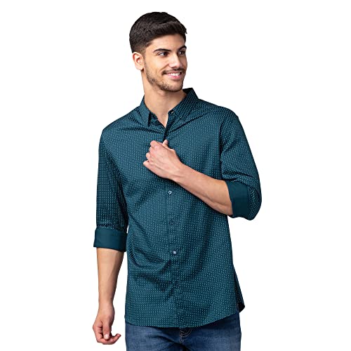 Image of Spykar Men's Slim Fit N /A Full Sleeve Printed Casual Shirts