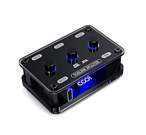 COOIDEA 光デジタルケーブル 分配器 独立したチャンネルスイッチを備え、SPDIF Toslink 光スプリッター3出力1入力 最大192k/24ビットのサンプリングレートをサポートLPCM2.0/DTS/Dolby-AC3 5.1チャンネルと互換性