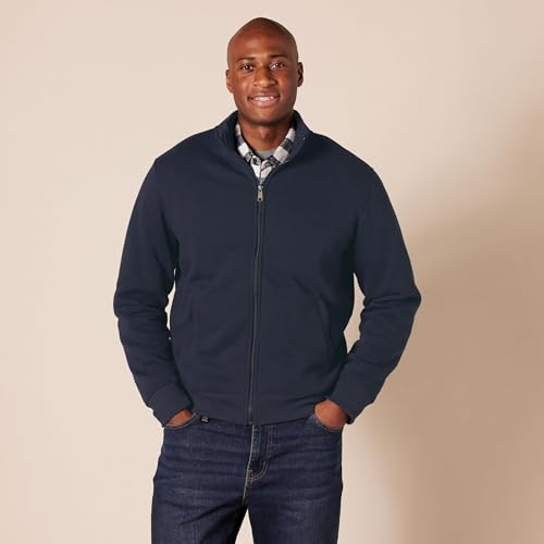 Image of Amazon Essentials Men's Standard Full-Zip Fleece Mock Neck Midweight Sweatshirt with Pockets
