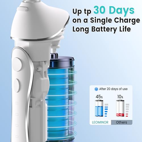 leominor water dental flosser pick for teeth 300ml portable oral irrigator upgraded tank removableipx7 waterproof rechargeable travel teeth cleaner professional electric flossing white