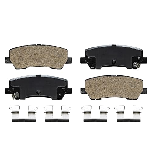 Image of Detroit Axle - Brake Pads for 2015-2018 Ford Mustang, Front and Rear Ceramic Brake Pads w /Hardware 2016 2017 Replacement