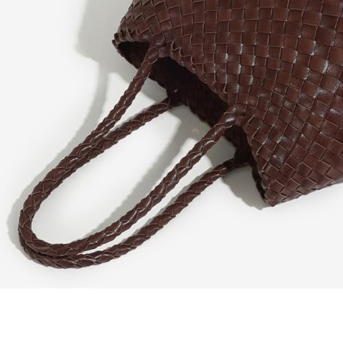 Image of Rejolly Basket Tote Bag for Women Woven PU Leather Shoulder Handbag Chic Purse