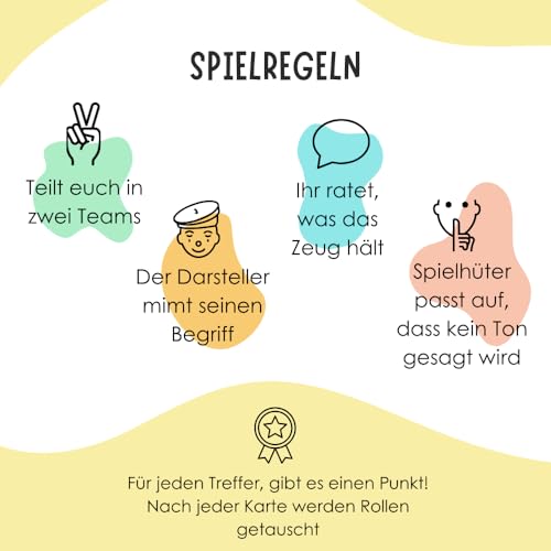 Rabano Art Pantomime für Kinder I Lernspiel & Geschenk für Mädchen und Junge I Spiele ab 4, 5, 6, 7, 8, 9 Jahre I Ostergeschenke Kinder I Outdoor Spiel – Bild 8