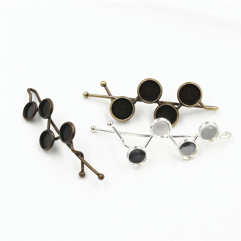 THAYLA 68 x 8/50 mm, 10 piezas de pinzas de pelo de metal plateado, bandeja para el pelo, horquillas para el pelo con bandeja en blanco, bandejas redondas para horquillas