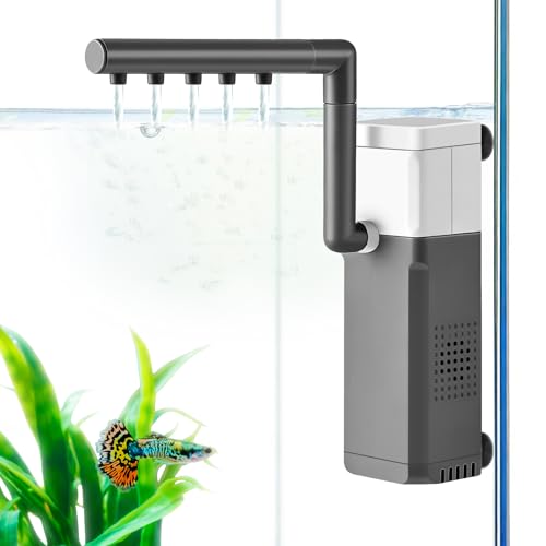 Image of 3W Mini Fish Tank Filter, 48GPH Quiet Aquarium Internal Filter 3-in-1 Submersible Fish Tank Filter Pump for 1-6Gal Betta /Fry /Shrimp Tanks