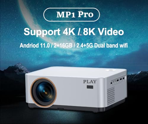 Image of Play MP1 PRO Smart Full HD 1080p Native 4K 8k Decode, 500 ANSI Lumens, Auto Electric Focus & Electronic Keystone, 2-Way BT5.0, 2 x HDMI, 2X USB, 2+16 GB Inbuilt Speaker, Audio Jack