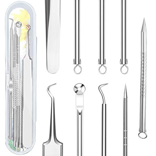 ATACAT 5PCS Blackhead Remover Kit- Pimple Popper Tool Kit, Black Heads Removal Tool, Pore Extractor, Ingrown Hair Removal Kit, Blackhead Tweezer for Women