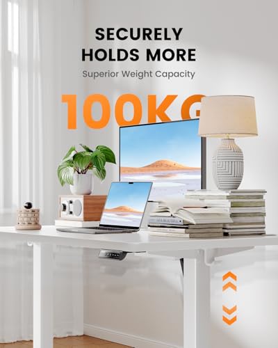 ErGear Electric Standing Desk-160 x 80 cm-100kg Load Capacity Height Adjustable Desk with Advanced Brushless Motor, Quiet Operation, Sturdy Metal Frame,Four-part Tabletop - 2