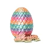 Flavery 3D Printed Rose Dragon Egg-Mini 5 inch Rose Dragon in Egg, Easter Egg Toy, 3D Printed Gift, Dragon Collection, Figure Decor(Rainbow)