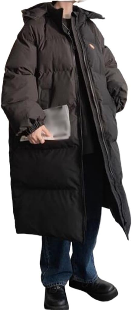 VIDI Hooded Coat In The Long Down Jacket Men's Winter Leisure Add Thick Warm Loose