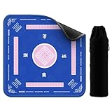 Blue Mahjong Mat for Table 31.5x31.5 Inches Non Slip Noise Reducing Includes Black Storage Bag Mahjong Mats