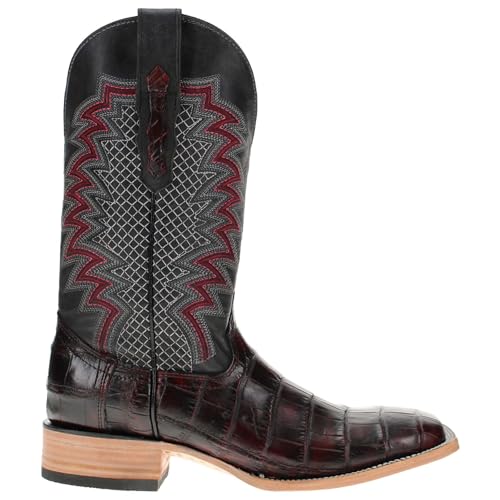Image of Vaccari Men's Navarro Genuine Alligator Tail Leather Broad Square Toe Cowboy Boots