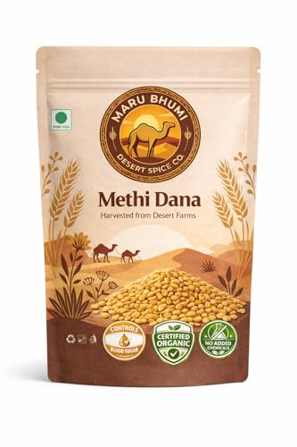 Image of Maru Bhumi 100% Organic Fenugreek Seeds - 500 GM | Whole Natural Sabut Methi Dana | Chemical-Free & Unpolished | Menthya | Menthulu | Uluva | Methe | Vendhayam | Ideal for Cooking (500 GM)