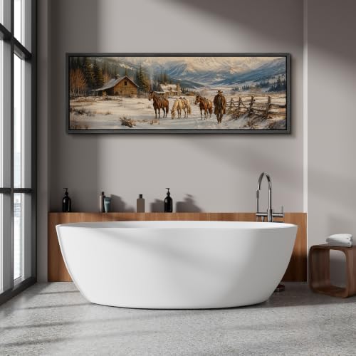 Image of MUDECOR Large Framed Canvas Print Wall Art Winter Ranch for Living Room
